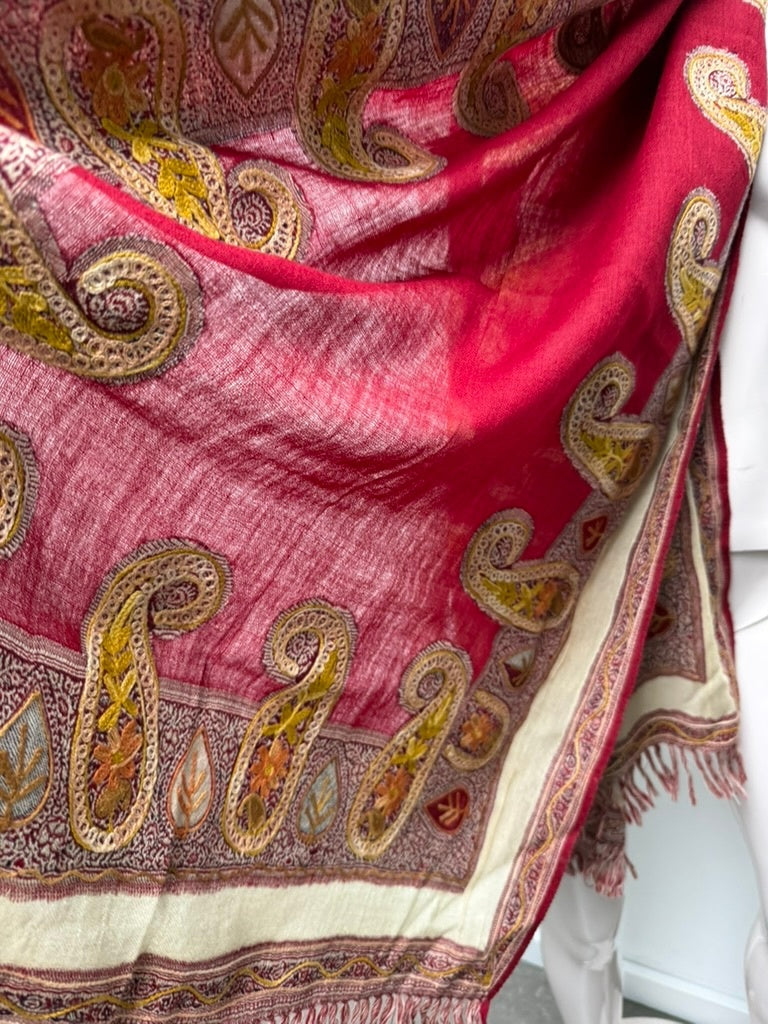 Sjaal Rood, beige, oranje, geel
