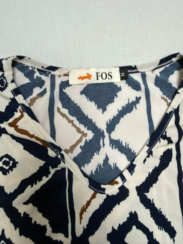 FOS Top maat L Navy blauw, wit en bruin