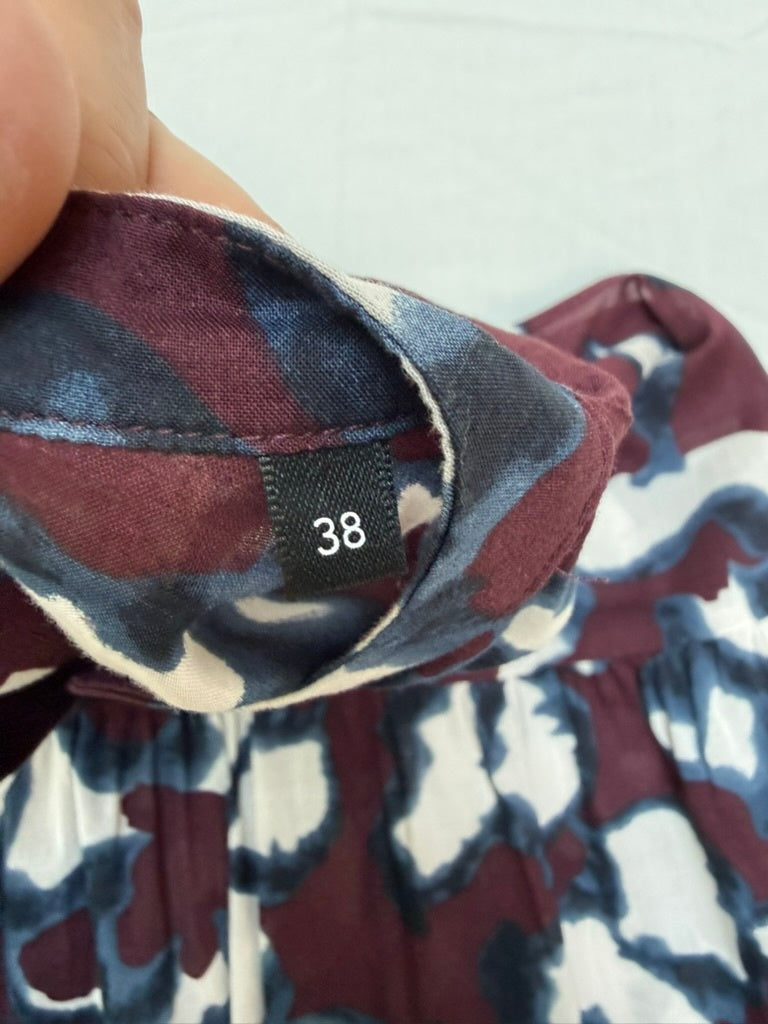 Opus Jurk maat 38 Bordeaux, wit en blauw