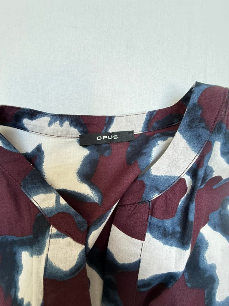 Opus Jurk maat 38 Bordeaux, wit en blauw