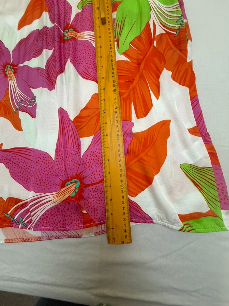 mbyM Jurk maat L Wit met oranje, roze en groen