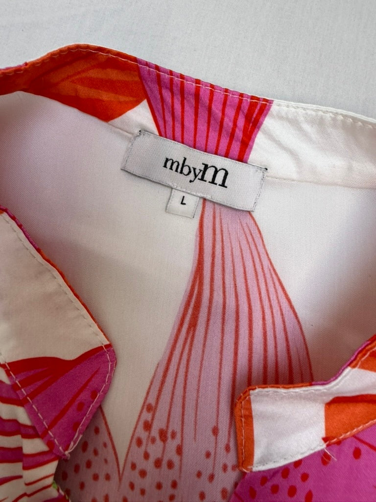 mbyM Jurk maat L Wit met oranje, roze en groen