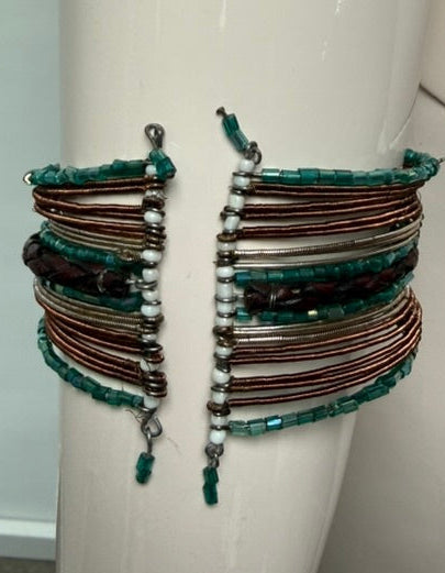 Onbekend Armband maat One size Turquoise, bruin, koper, zilver en wit