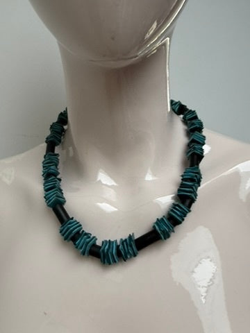 Vintage Ketting maat One size Turquoise, zwart