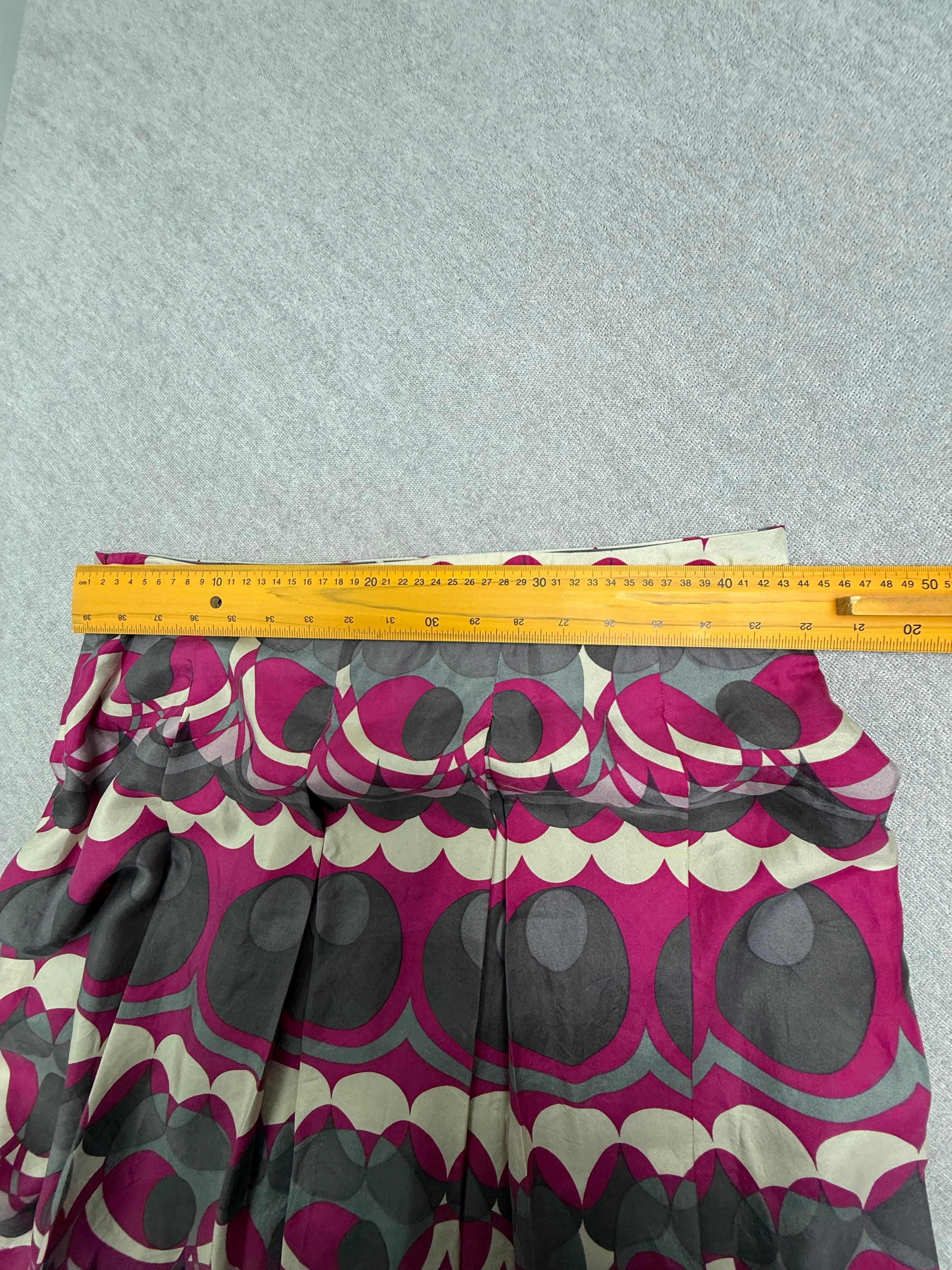 Talking French 100% zijden rok roze print maat 42 / M-L