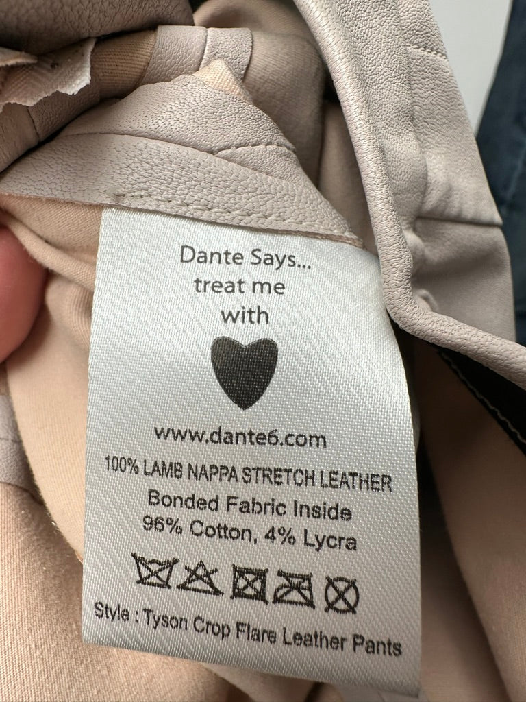 Dante6 - Broek - beige, stretchleer, uitlopende pijpen