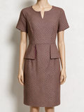 Caroline Biss - Jurk - paars/roze geometrische print, V-hals, korte mouwen - XL