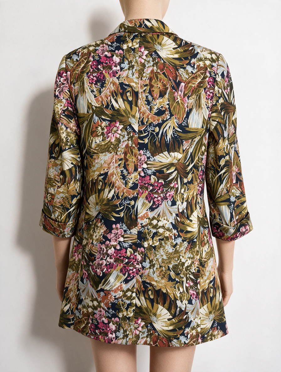 ZARA BASIC - Blazer - tropische bloemenprint, gevoerd, voorzakken - XS