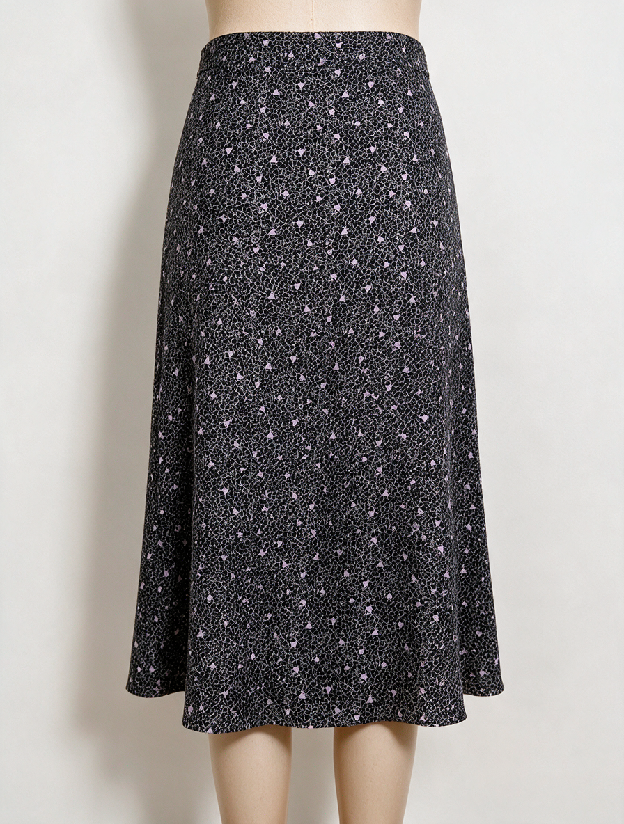 Grace & Mila - Rok - zwart-wit bloemenpatroon, asymmetrische knopenrij, midi-lengte - M