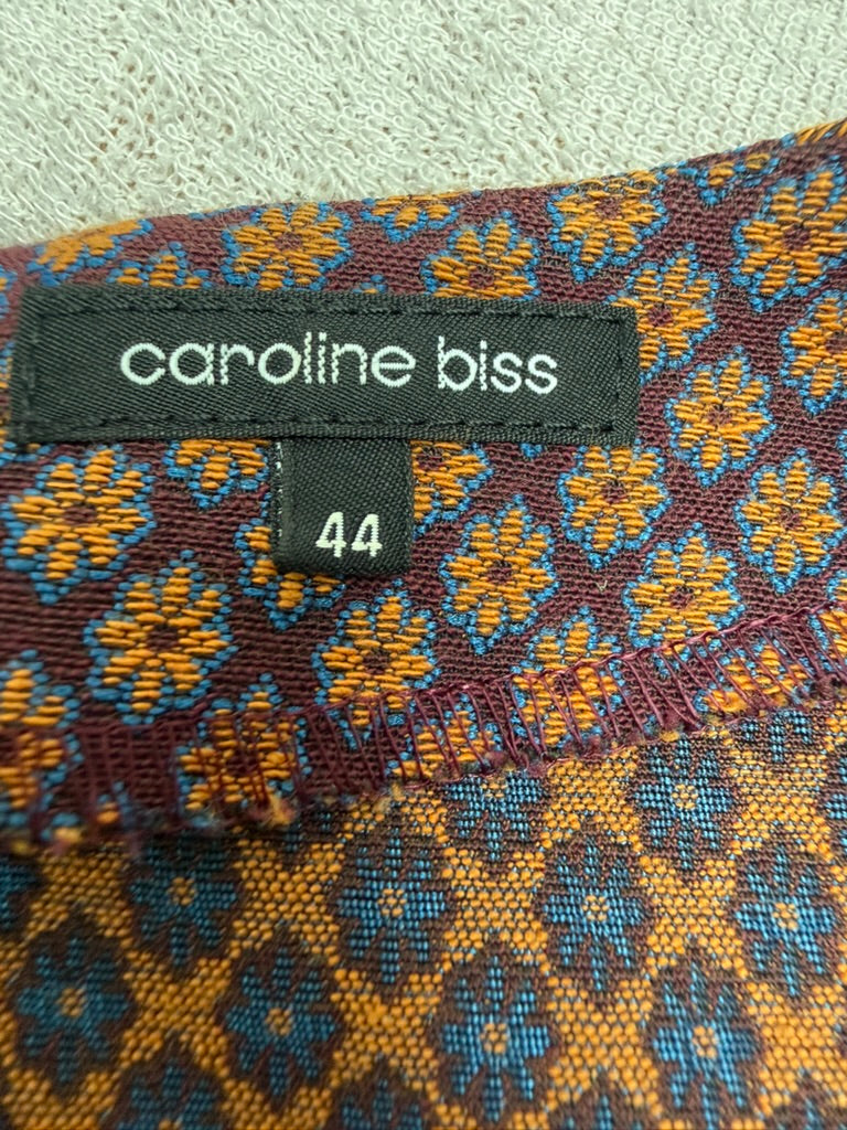 Caroline Biss - Jurk - paars/roze geometrische print, V-hals, korte mouwen - XL