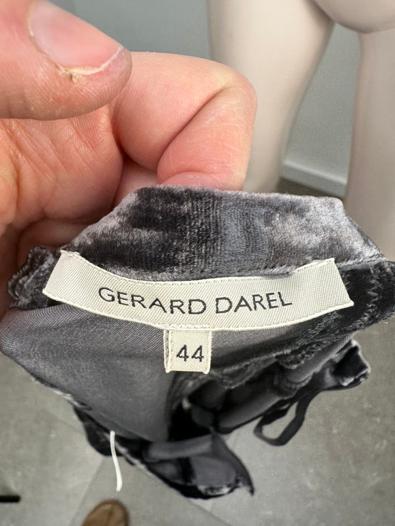Gerard Darel - Rok - zwart, fluwelen look, bloemenmotief met kraaltjes - FR44 (NL42)