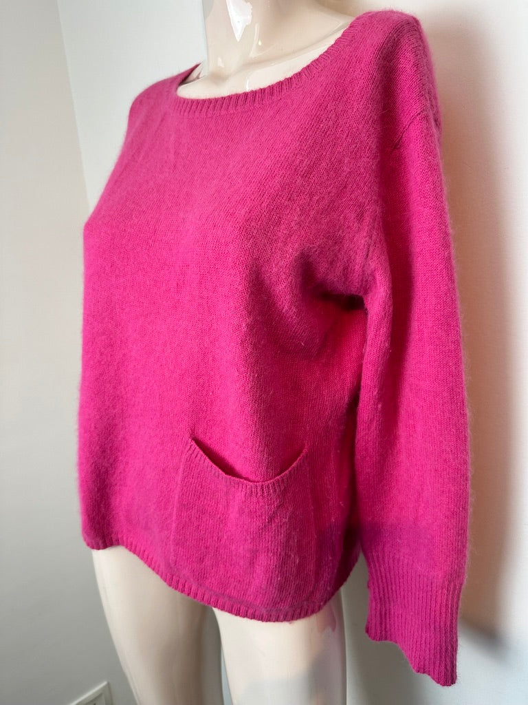 ESSENTIEL Antwerp - Trui - angora-mix, fuchsia roze, voorzakken - XS