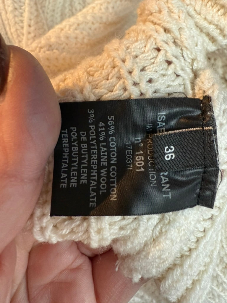 ISABEL MARANT - Trui - crème, opengewerkt patroon, korte mouwen - S