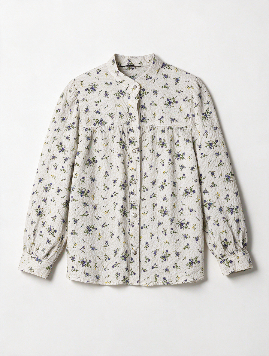 ZARA - Blouse - bloemenprint, lange mouwen, 100% katoen - M