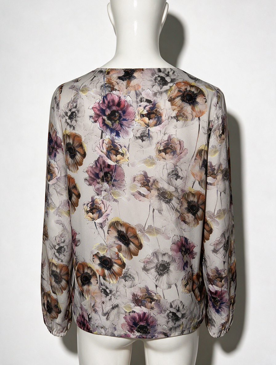 Donna Dura - Blouse - meerkleurig, bloemenprint, semi-transparant - M