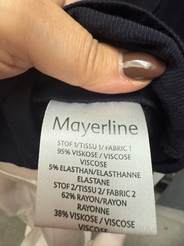 Mayerline - Blouse - donkerblauw, driekwartsmouwen, geplisseerde chiffon inzet - L