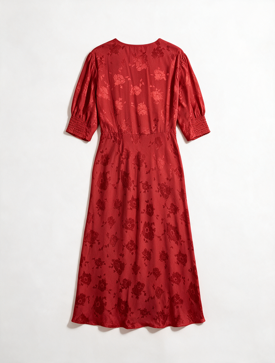 RIXO - Jurk - rood, V-hals, maxi-lengte - L