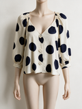 ZARA - Blouse - crème/zwart, polkadot, V-hals