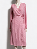 YAS - Jurk - roze, grafische print, overslag - maat S