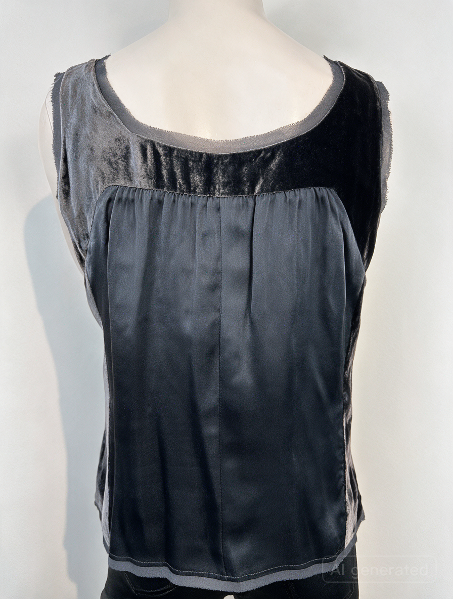 Gerard Darel - Top - grijs, satijnlook, velvet accenten - FR42 NL38