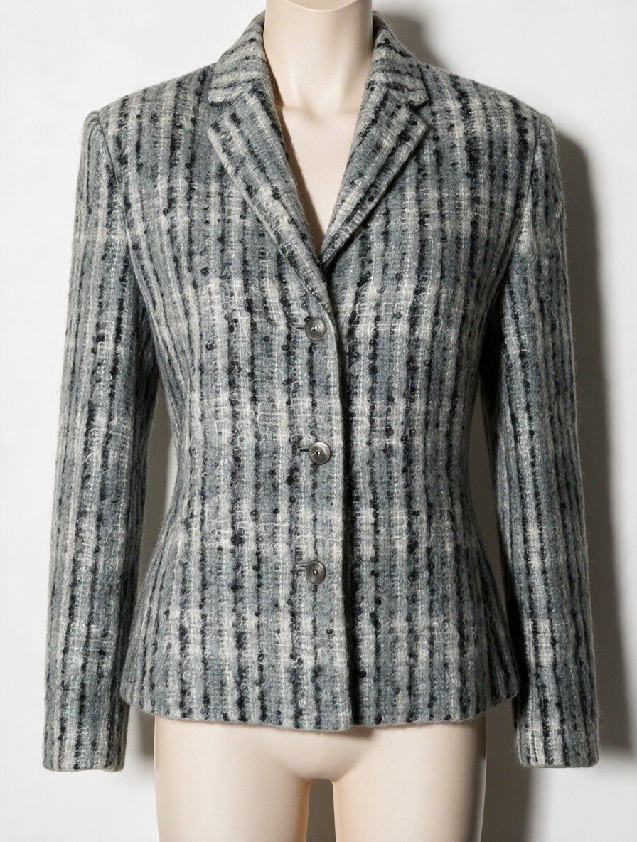 Laurèl - Blazer - grijs en zwart, streeppatroon, twee knopen - M