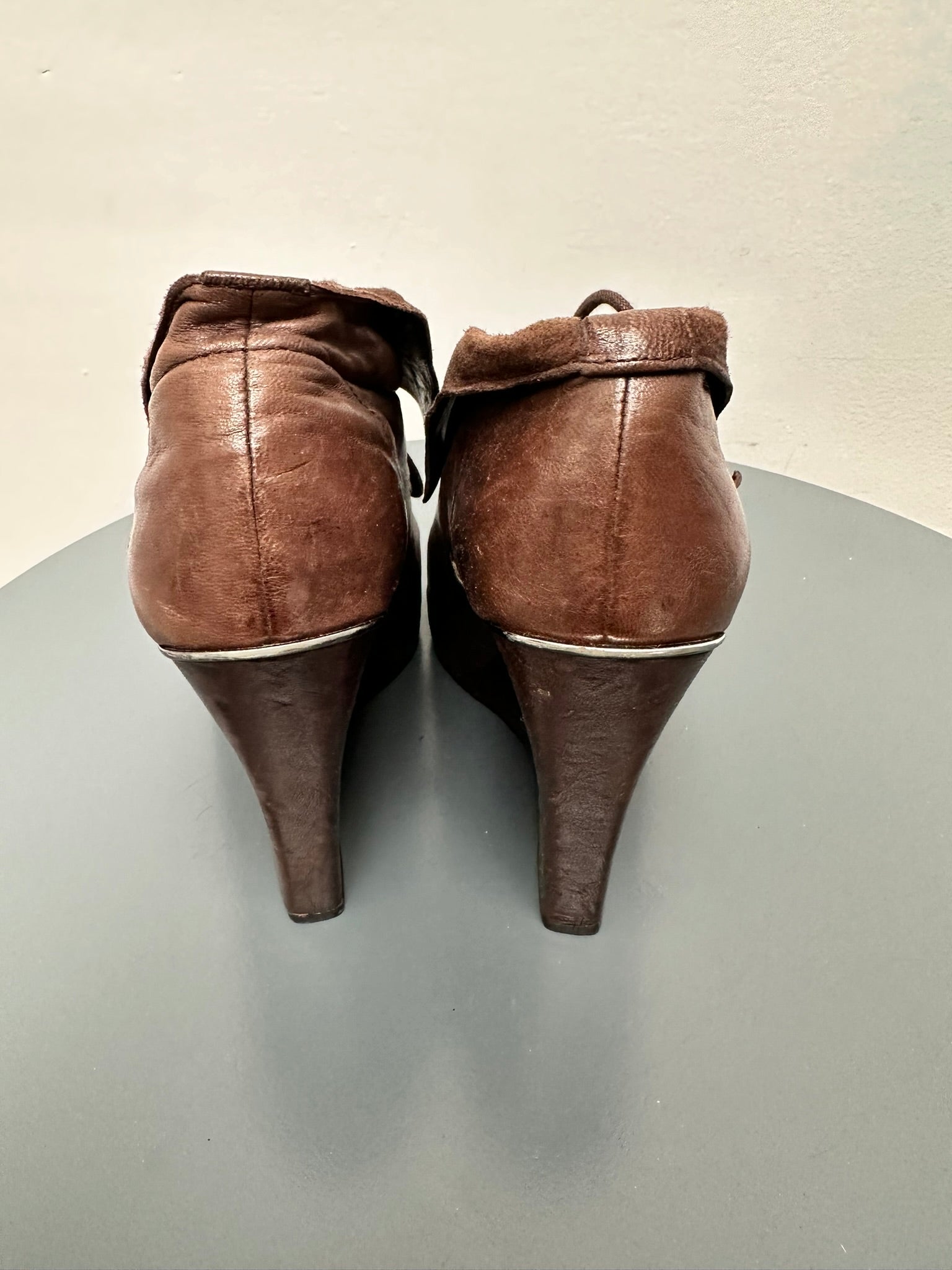 Sam Edelman bruine peeptoe wedge maat 7,5 (38)