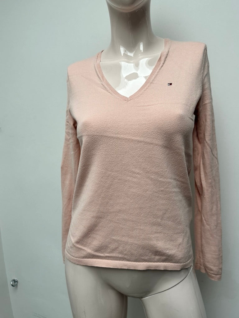 Tommy Hilfiger - Trui - roze, V-hals, fijngebreid - XS