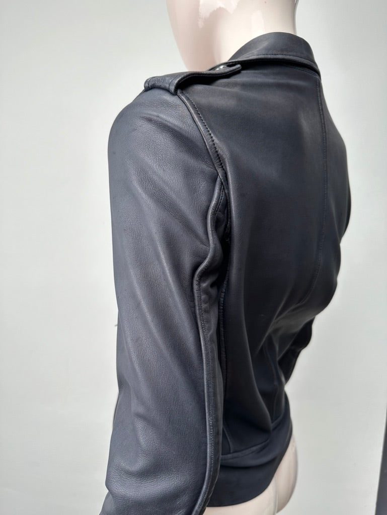 Tommy Hilfiger blauw leren biker jasje maat XS