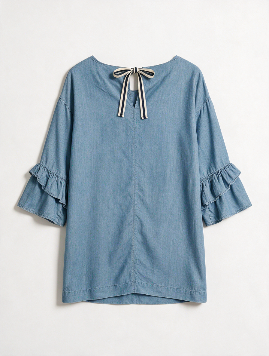 Mint Velvet - Jurk - blauw, denimlook, 3/4 mouw - L