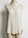 Theory - Blouse - crème, mouwloos, zijde - maat S