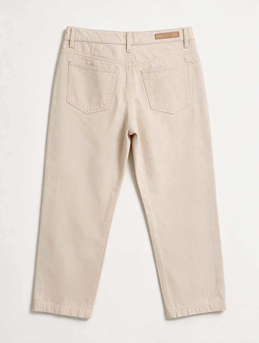 COSTES - Broek - crème, hoge taille, rechte pijp