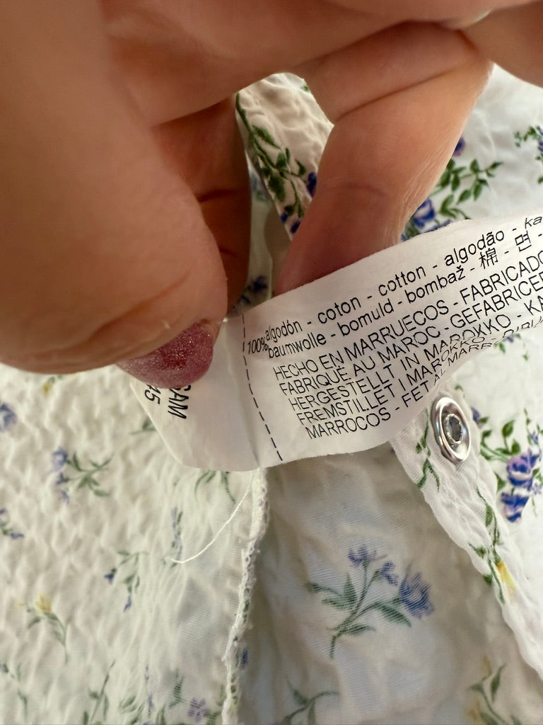ZARA - Blouse - bloemenprint, lange mouwen, 100% katoen - M