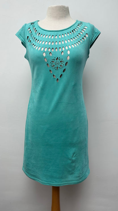 Jeff Gallano turquoise jurk met open print maat 2