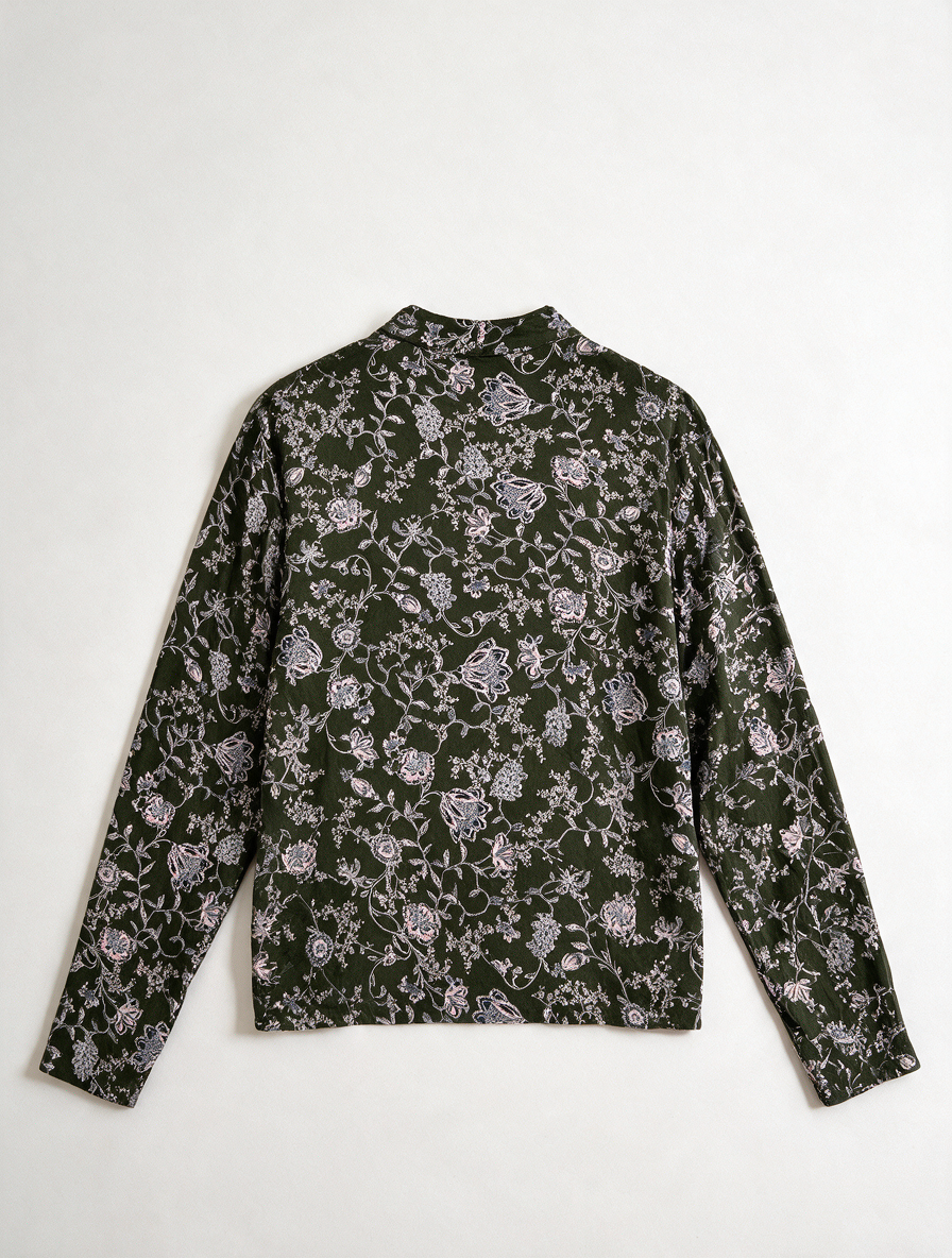Rosemunde Copenhagen - Blouse - groen, bloemenprint, overslag - L