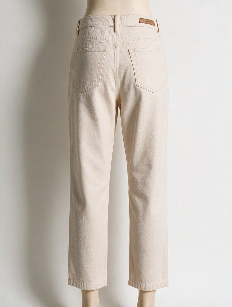 COSTES - Broek - crème, hoge taille, rechte pijp