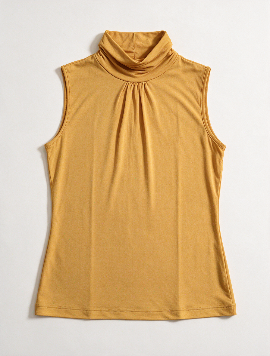 TAIFUN COLLECTION - Top - geel, mouwloos, colhals - L