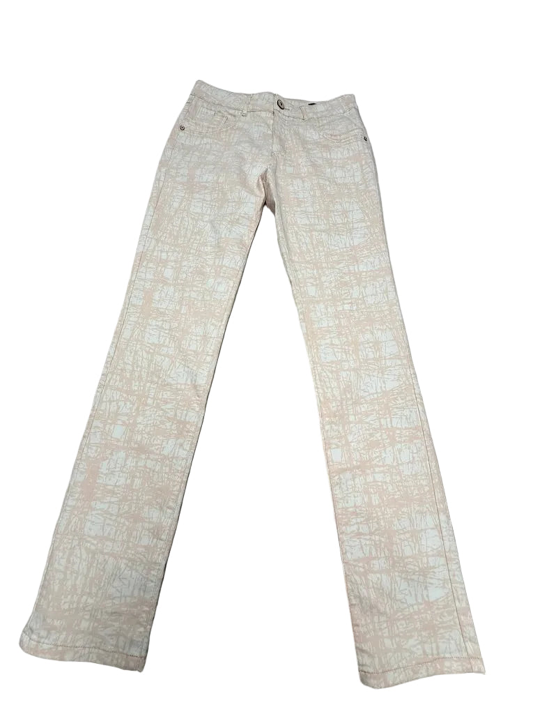 Para Mi Celine Skinny Jeans W40 L32 – Roze Beige Printbroek – Stretch Damesbroek