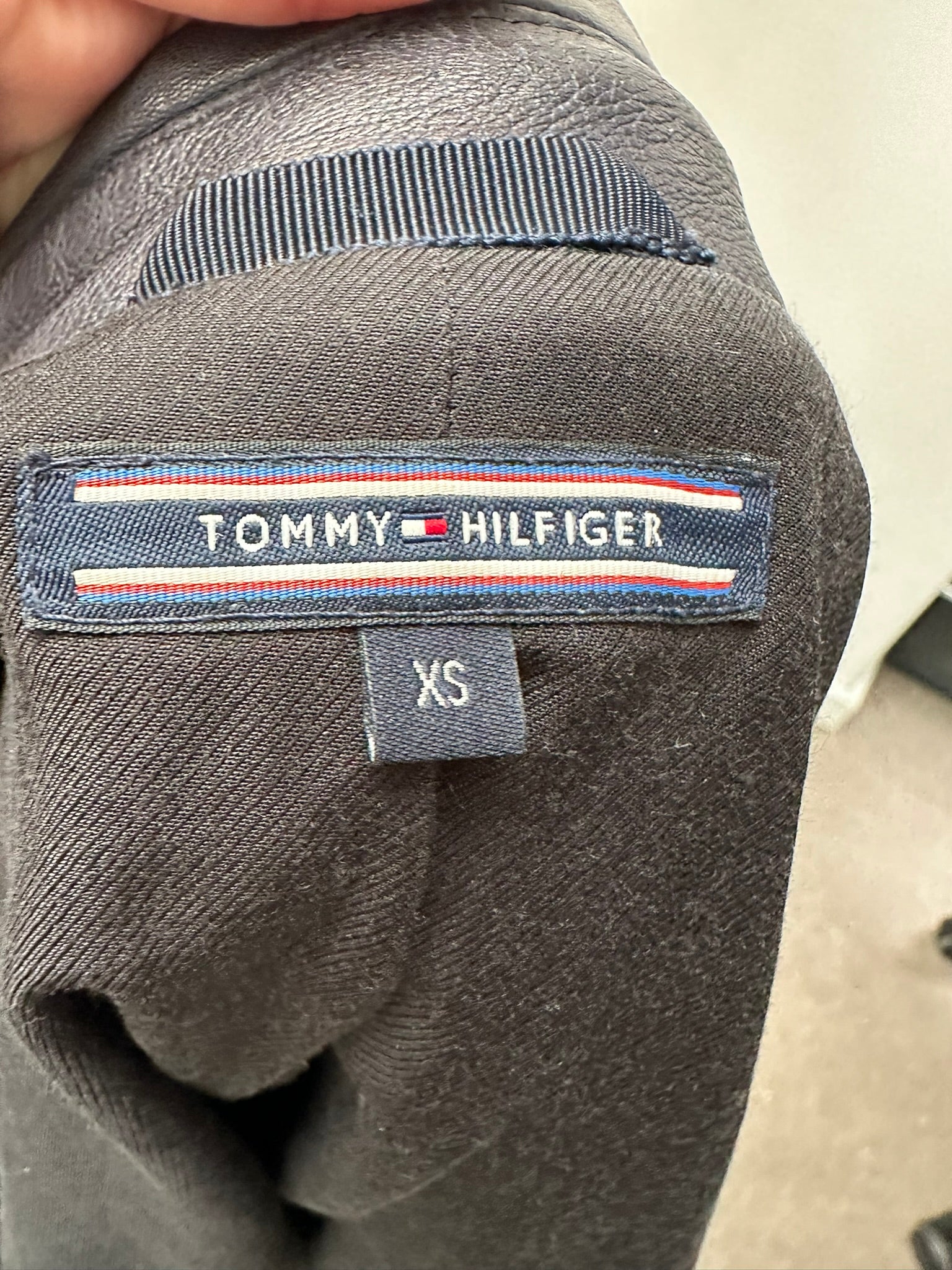 Tommy Hilfiger blauw leren biker jasje maat XS