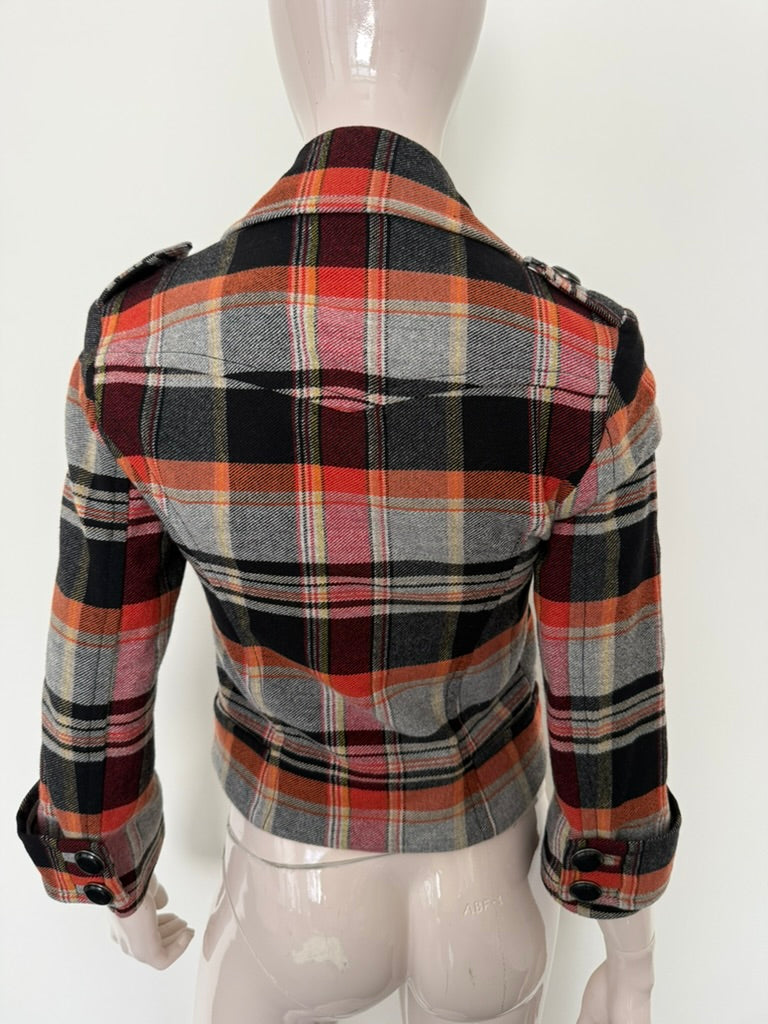FRENCH CONNECTION - Jasje - geruit, asymmetrische ritssluiting, opstaande kraag - XS