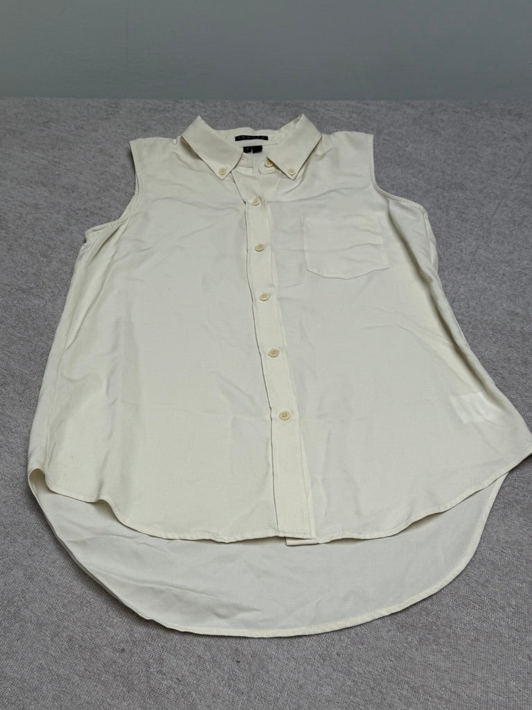 Theory - Blouse - crème, mouwloos, zijde - maat S