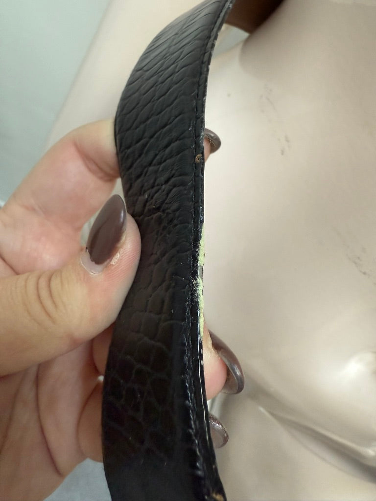 Ralph Lauren - Riem - zwart, krokodillenprint, Italiaans leer