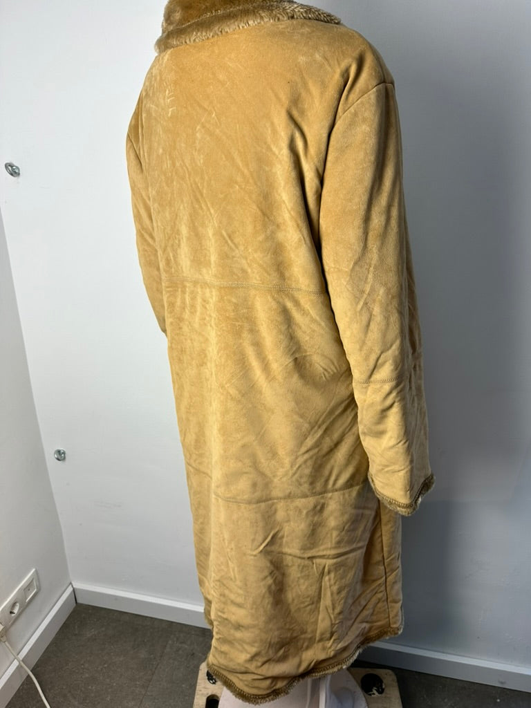 Tex beige lange jas met teddy voering maat XXL