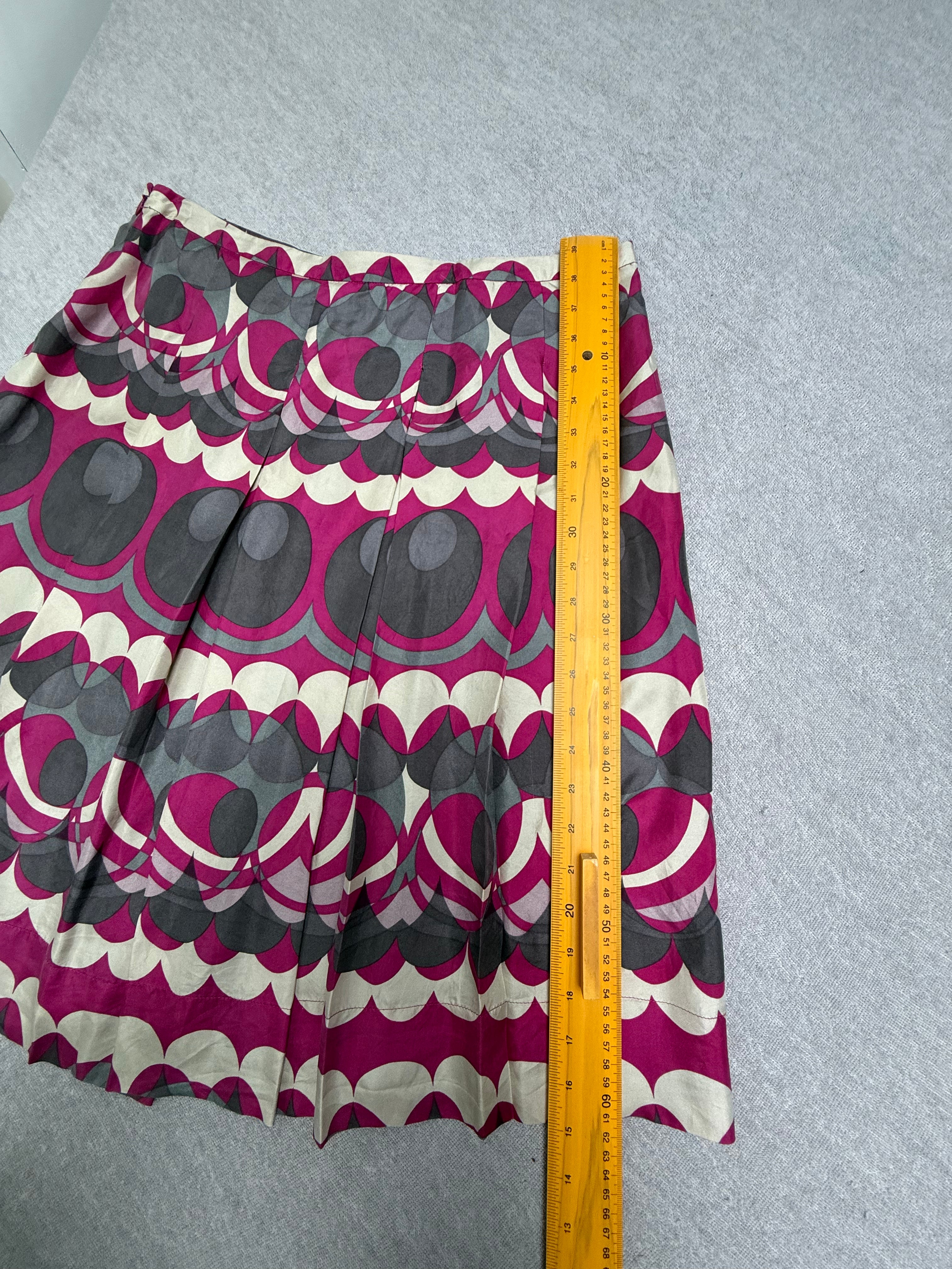 Talking French 100% zijden rok roze print maat 42 / M-L