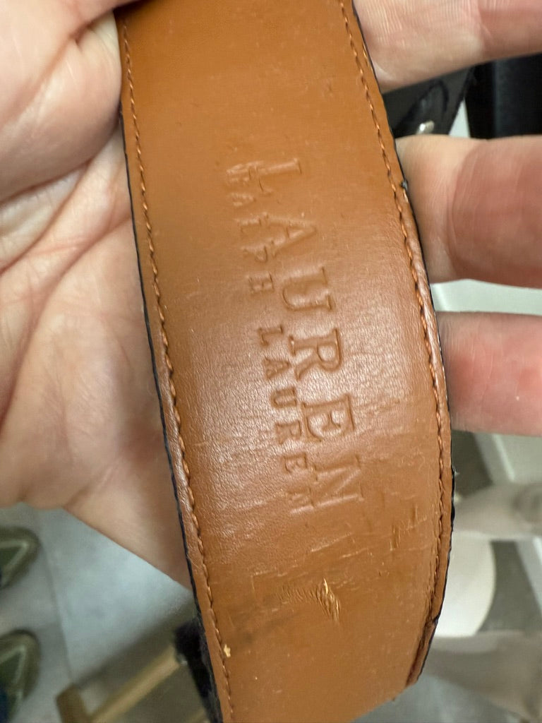 Ralph Lauren - Riem - zwart, krokodillenprint, Italiaans leer