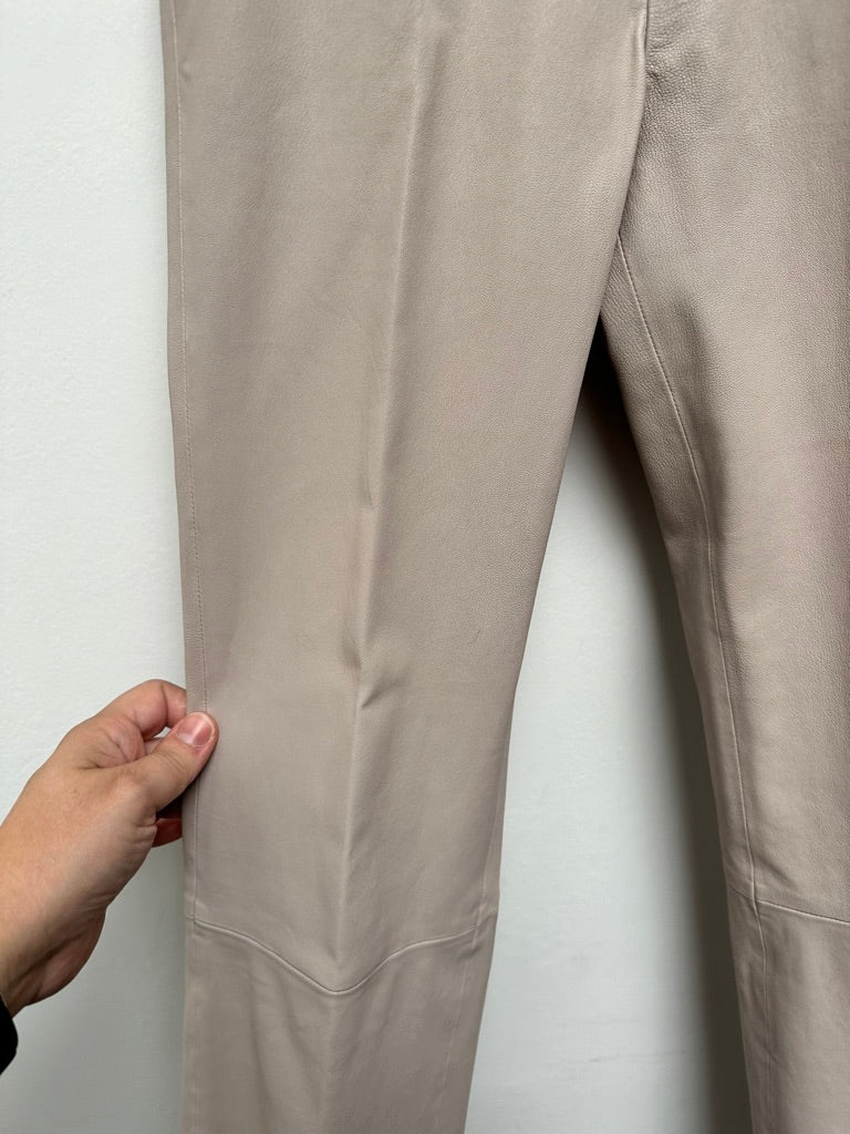 Dante6 - Broek - beige, stretchleer, uitlopende pijpen