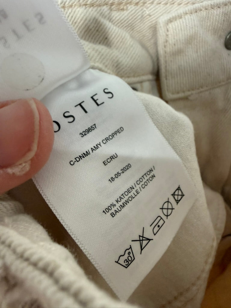 COSTES - Broek - crème, hoge taille, rechte pijp