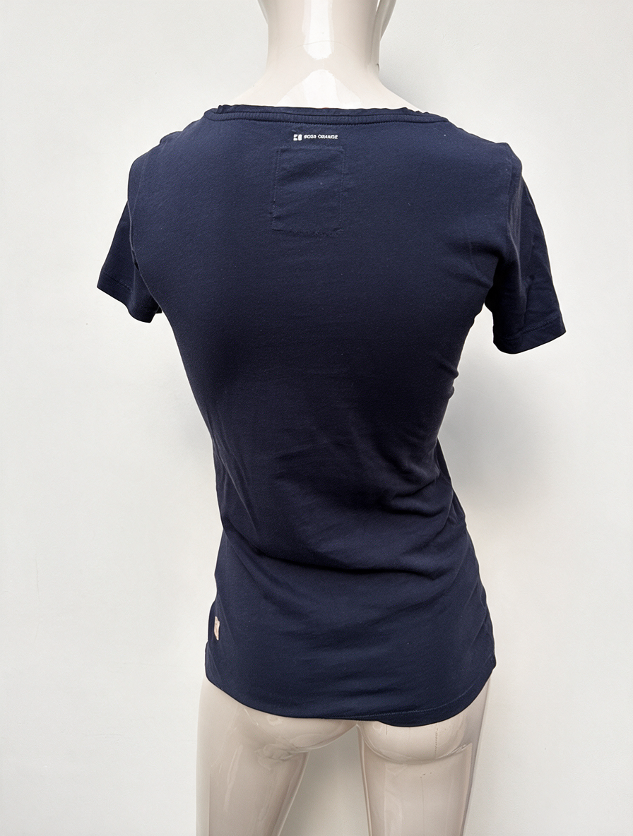 BOSS ORANGE - T-shirt - donkerblauw, tekstprint, ronde hals - S