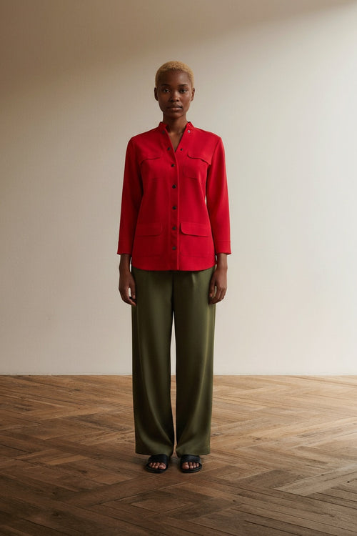 Full body view of the model wearing Chiara Boni Jasje maat 36 (it 40) Rood