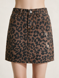 AC FOR AG - Rok - panterprint, denim, knoopsluiting - XS