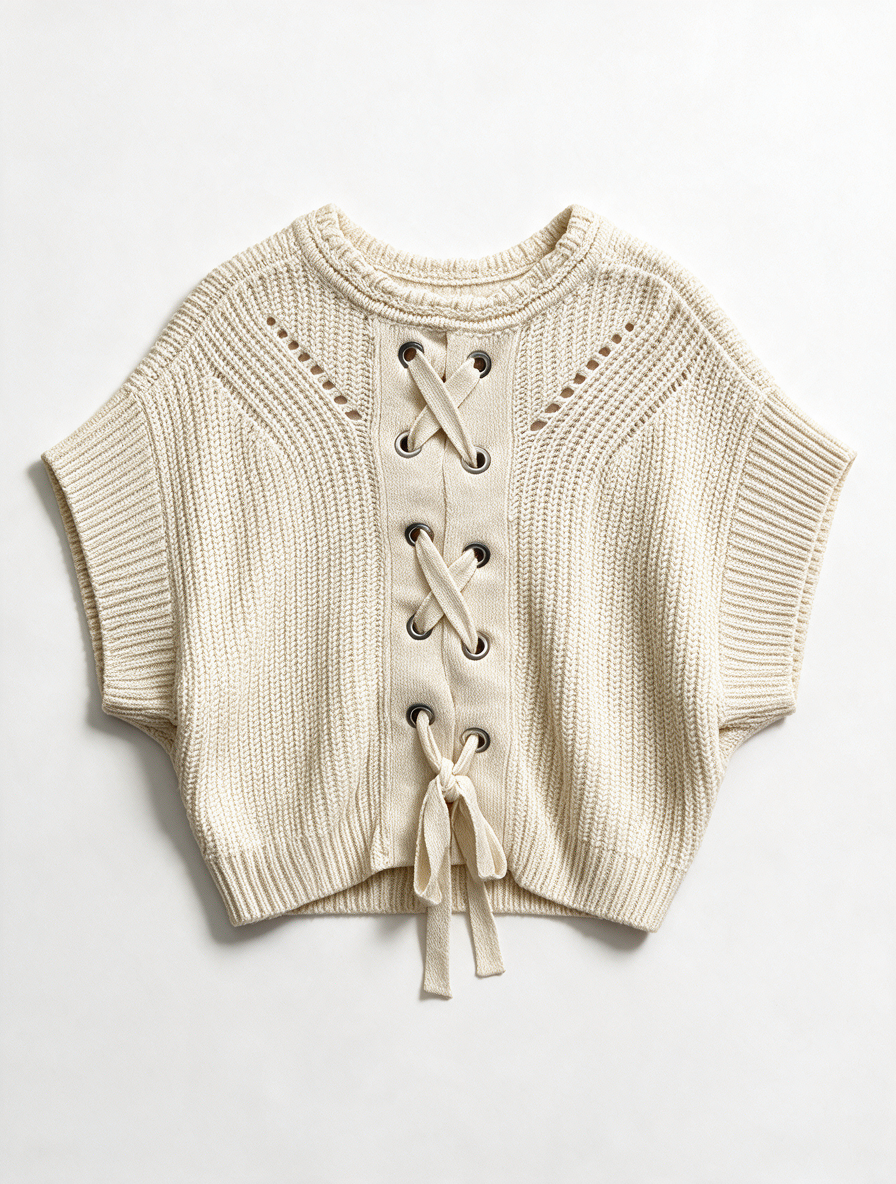 ISABEL MARANT - Trui - crème, opengewerkt patroon, korte mouwen - S